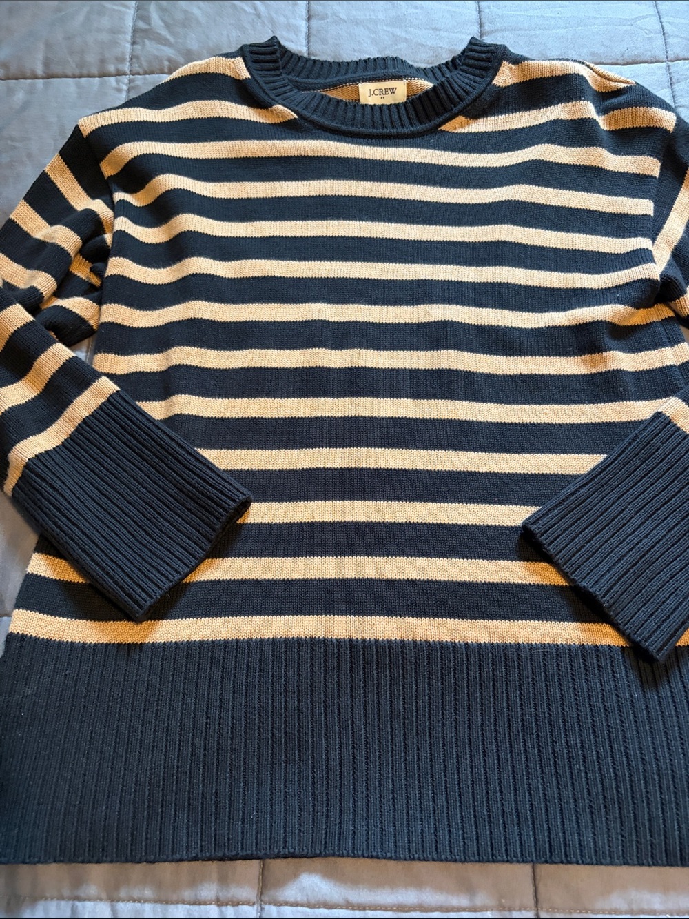 J. Crew Women'sblack and brown Striped Cotton Sweater